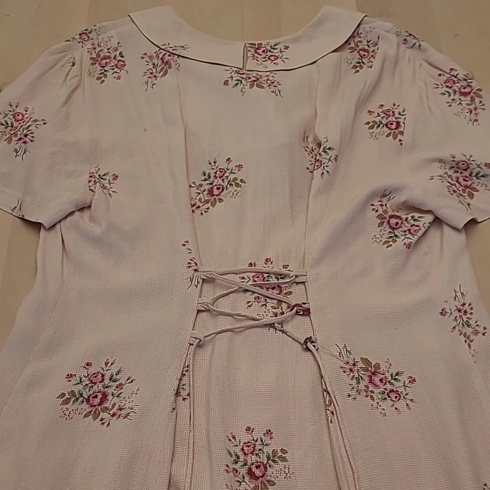 LIKE NEW VTG ULTRA DRESS Floral Kitschy Rose Print - Picture 11 of 14